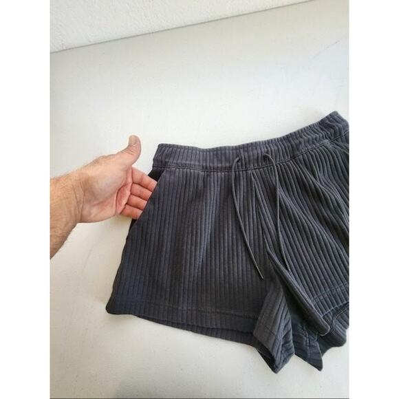 Nike Ribbed Knit Shorts Womens Medium Black Lounge Drawstring Lounge Athletic - Picture 4 of 11